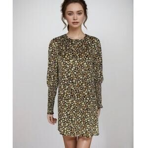 Zara Size S Floral Mini Dress Smocked Sleeves Cottagecore